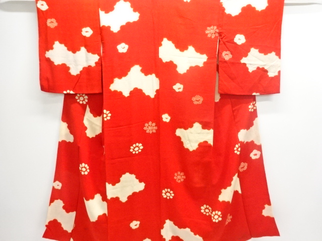 JAPANESE KIMONO / ANTIQUE MON KINSHA SHIBORI CLOUD / FLOWER PATTERN JU